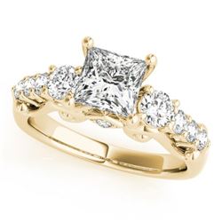 1.5 CTW Certified VS/SI Diamond 3 Stone Princess Cut Ring 18K Yellow Gold - REF-292M5H - 27995
