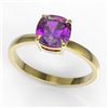 Image 2 : 2 CTW Cushion Cut Amethyst Designer Engagement Ring 18K Yellow Gold - REF-33M6H - 22130