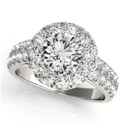 1.52 CTW Certified VS/SI Diamond Solitaire Halo Ring 18K White Gold - REF-179Y3K - 26434