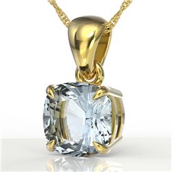 1.50 CTW Cushion Cut Sky Blue Topaz Designer Solitaire Necklace 18K Yellow Gold - REF-23H5A - 21967