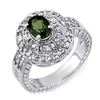 Image 1 : 1.73 CTW Green Tourmaline & Diamond Ring 14K White Gold - REF-73W8F - 11131