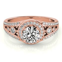 1.15 CTW Certified VS/SI Diamond Solitaire Halo Ring 18K Rose Gold - REF-218Y2K - 26743