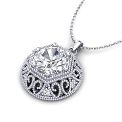 1.11 CTW VS/SI Diamond Solitaire Art Deco Stud Necklace 18K White Gold - REF-298T2M - 36923