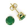 Image 2 : 4 CTW Emerald Designer Inspired Solitaire Stud Earrings 18K Yellow Gold - REF-34Y5K - 21821