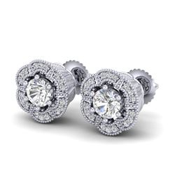 1.51 CTW VS/SI Diamond Solitaire Art Deco Stud Earrings 18K White Gold - REF-263Y6K - 37106