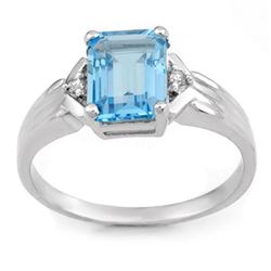 2.03 CTW Blue Topaz & Diamond Ring 10K White Gold - REF-16A2X - 11067