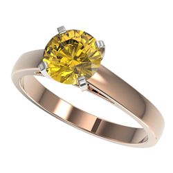 1.50 CTW Certified Intense Yellow SI Diamond Solitaire Ring 10K Rose Gold - REF-216H3A - 33028