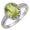 Image 1 : 2.10 CTW Peridot & Diamond Ring 14K White Gold - REF-31W8F - 11438