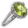 Image 2 : 2.10 CTW Peridot & Diamond Ring 14K White Gold - REF-31W8F - 11438