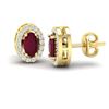 Image 2 : 1.02 CTW Ruby & Micro Pave VS/SI Diamond Earrings Halo 18K Yellow Gold - REF-32T8M - 21192