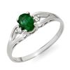 Image 1 : 0.56 CTW Emerald & Diamond Ring 10K White Gold - REF-10T2M - 12444