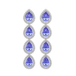 9.01 CTW Tanzanite & Diamond Halo Earrings 10K White Gold - REF-193W6F - 41147