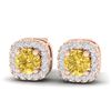0.75 CTW Citrine & Micro Pave VS/SI Diamond Earrings Halo 14K Rose Gold - REF-32H2A - 21170