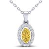 0.65 CTW Citrine & Micro Pave VS/SI Diamond Necklace Halo 18K White Gold - REF-25T5M - 21317