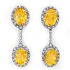 Image 1 : 6.10 CTW Citrine & Diamond Earrings 14K White Gold - REF-43W3F - 10063
