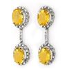 Image 2 : 6.10 CTW Citrine & Diamond Earrings 14K White Gold - REF-43W3F - 10063