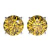 3 CTW Certified Intense Yellow SI Diamond Solitaire Stud Earrings 10K White Gold - REF-555Y2K - 3312