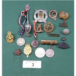 23 PCS MILITARY PINS, BADGES, BUTTONS ETC