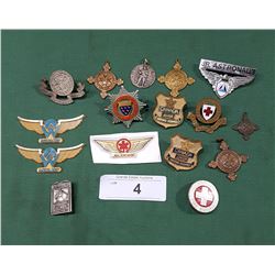 16 PCS ASSORTED BADGES & PINS