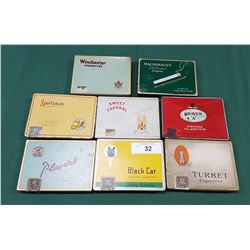 8 VINTAGE FLAT PACK CIGARETTE TINS