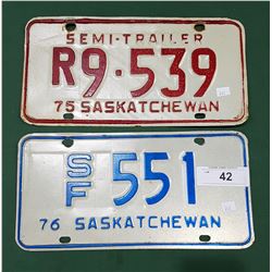 1975 & 1976 VINTAGE SASK. LICENSE PLATES