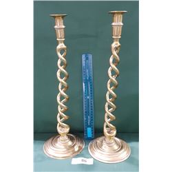 PAIR VINTAGE BRASS CANDLESTICKS