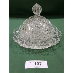 BRILLIANT CUT GLASS COVERED BUTTER DISH