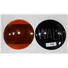 Image 1 : TWO VINTAGE GLASS TRAFFIC SIGNAL LENSES
