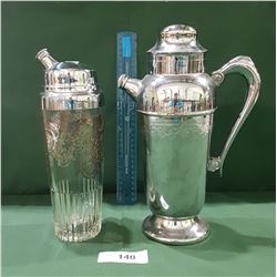 TWO VINTAGE CHROME MARTINI SHAKER & COFFEE POT