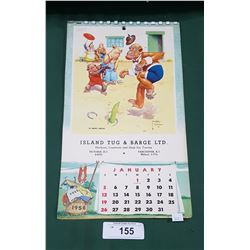 ORIGINAL 1958 ISLAND TUG & BARGE CALENDAR