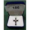 Image 1 : STERLING SILVER GARNET CROSS PENDANT W/CHAIN