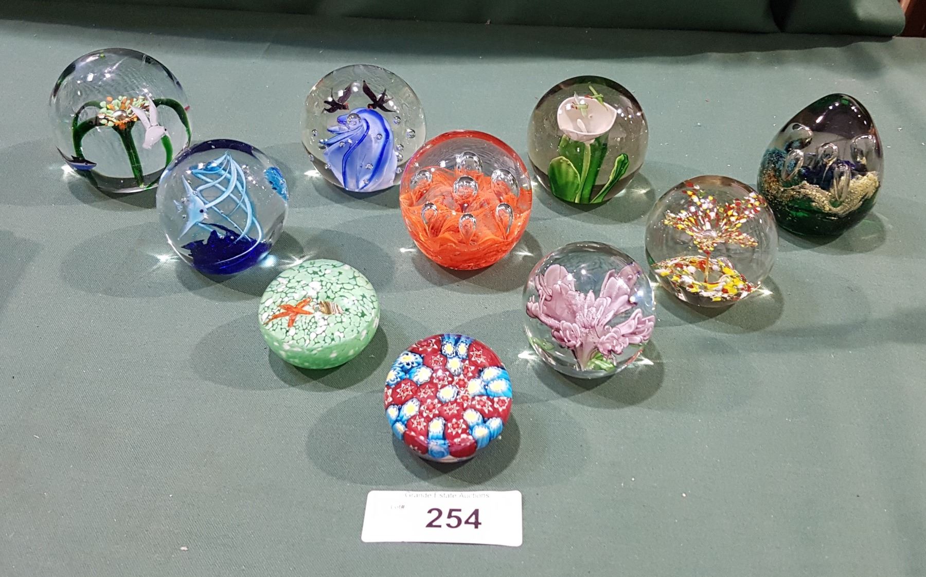 Paperweight Picture TEN ART GLASS PAPERWEIGHTS