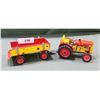 Image 1 : VINTAGE TIN TRACTOR & WAGON TOY