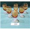 Image 1 : SET OF 6 VINTAGE GOLD OVERLAY SHERRY GLASSES