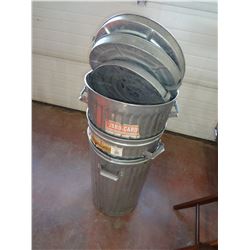 3 Steel Garbage Cans with Lids