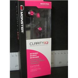 New Monster Clarity HD neon pink High Def Headphones