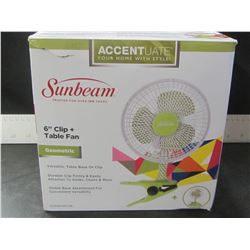 Sunbeam 6" clip + table fan