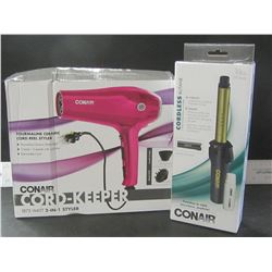 New Conair tourmaline ceramic styler with built in cord reel & Cordless Butane