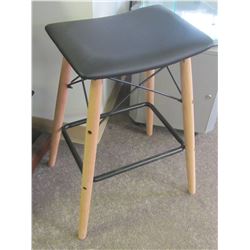 Solid wood with black seat Accent Stool
