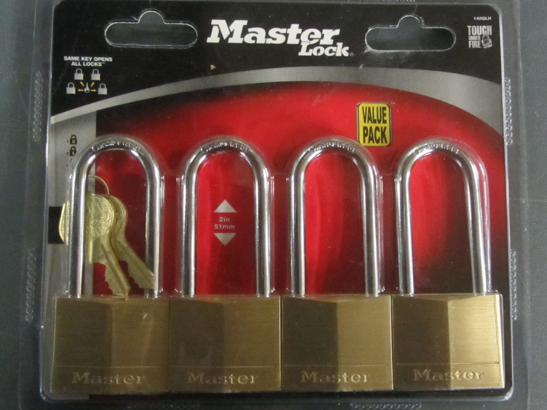 New set of 4 Master Locks all Keyed alike
