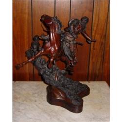 BRONZE STATUE of Mountain Man & Horse