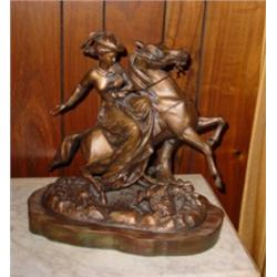 BRONZE STATUE of Horsewoman