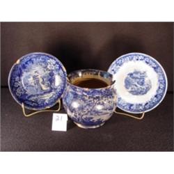 3 STAFFORDSHIRE Transfer Saucer & Bowl