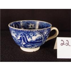 DUTCH Footed Blue & White Transfer Cup
