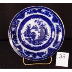 FLOW BLUE Saucer TEMPLE Pattern