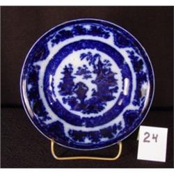 FLOW BLUE Saucer TEMPLE Pattern