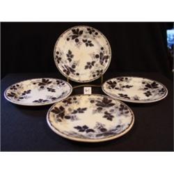 4 BLACK TRANSFER LUNCH Floral PLATES