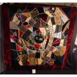 CRAZY QUILT INITIALS & DATE 1884