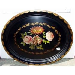 Oval FLORAL TOLE Painted Tray