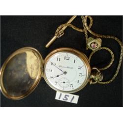 HAMPDEN POCKET WATCH w/Chain & Fob